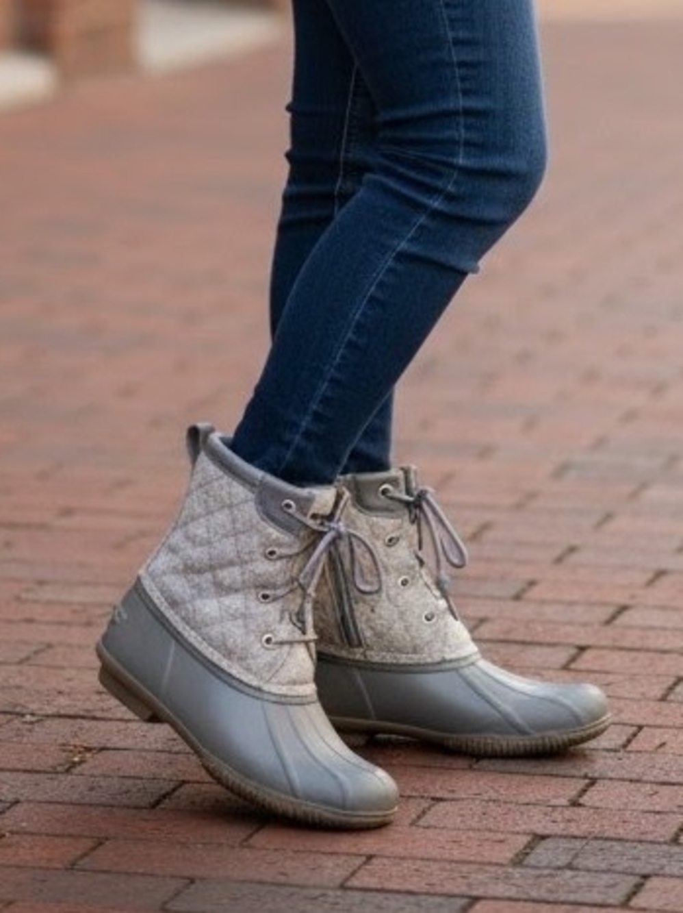 Sperry "Saltwater" Quilted Wool Gray Waterproof Ankle Duck Boots